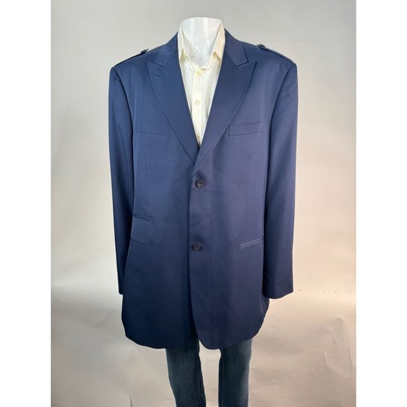 Diamond Threads Military Styled Jacket Size 48L Navy Blue Lined Polyester - Picture 4 of 16